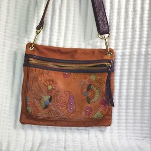 Vintage Fossil Leather Crossbody Messenger Bag